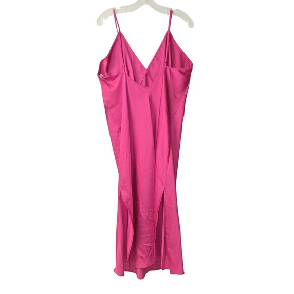 La Vie en Rose Fuchsia Pink Satin Slip Long Nightgown XL - Picture 3 of 8